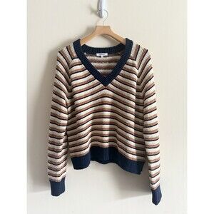 Madewell Multicolor Striped V-Neck Sweater